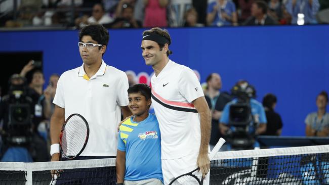 Gautham Santhosh was thrilled to be selected to do the coin toss for Roger Federer and Hyeon Chung's semi-final match on day 12 of the 2018 Australian Open at Melbourne Park on January 26, 2018 in Melbourne, Australia.