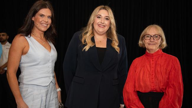 Lucinda Hartley, Melanie Plane Editor NT News and Dr Dianne Stephens Foundation Dean CDU Menzies School of Medicine at the NT News Futures Northern Territory forum 2024. Picture: Pema Tamang Pakhrin