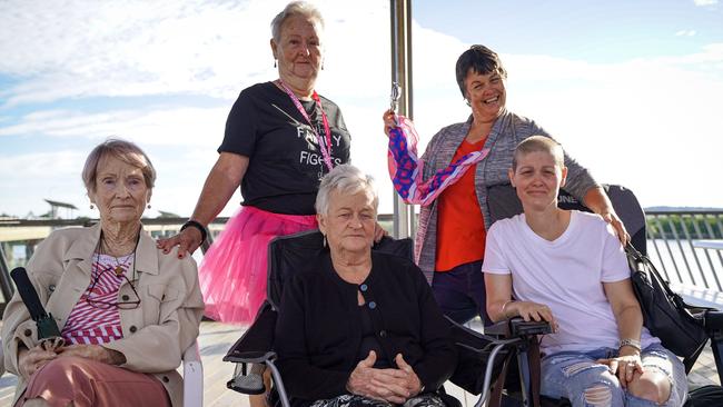 Nicola Sammut (bottom right) with her aunts (from left): Margaret Micallef, Joyce Grech and Christine Harle as well as her mum, Carole Sammut (top right), at the Mackay Mother's Day Classic fun run 2021. Heidi Petith
