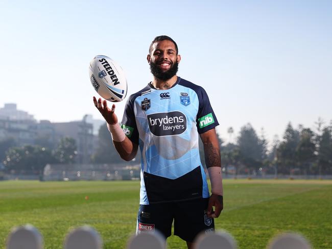 Josh Addo-Carr poses for a portrait. Picture: Brett Costello