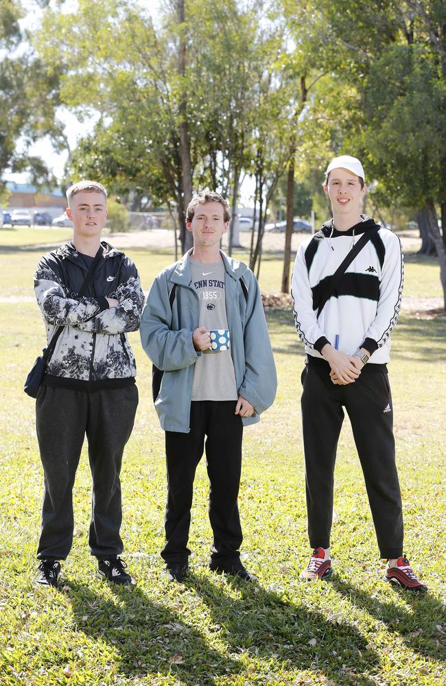 Jacob Lilley, 19, Jacob Williamson, 20, and Sean Gray, 19. Picture: Josh Woning