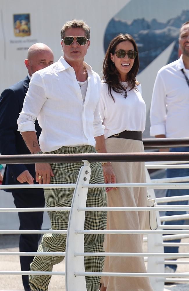 Matching outfit rating: 6/10. This is the couple matching outfit you go for when all you’ve got left on holiday is a white shirt waiting to have pasta splattered all over it. Brad and Ines were spotted here at the start of Pitt’s press tour for Wolfs at the Venice Film Festival. Picture: Cobra Team / Backgrid