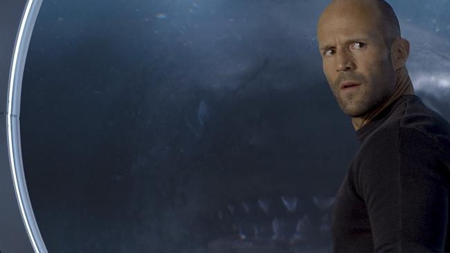 Watch out Jason, that two-million-year-old giant shark doesn’t look happy. Picture: Warner Bros. Entertainment via AP