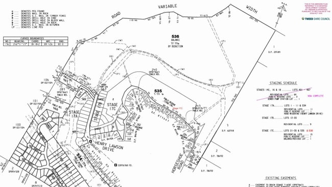 Sub development plans at Terranora Village Estate.