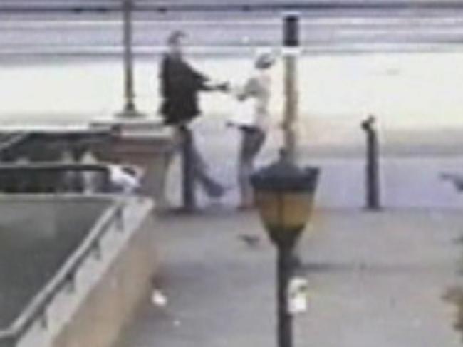 CCTV footage of Charlotte Lindstrom being arrested on George Street, Sydney in 2007.