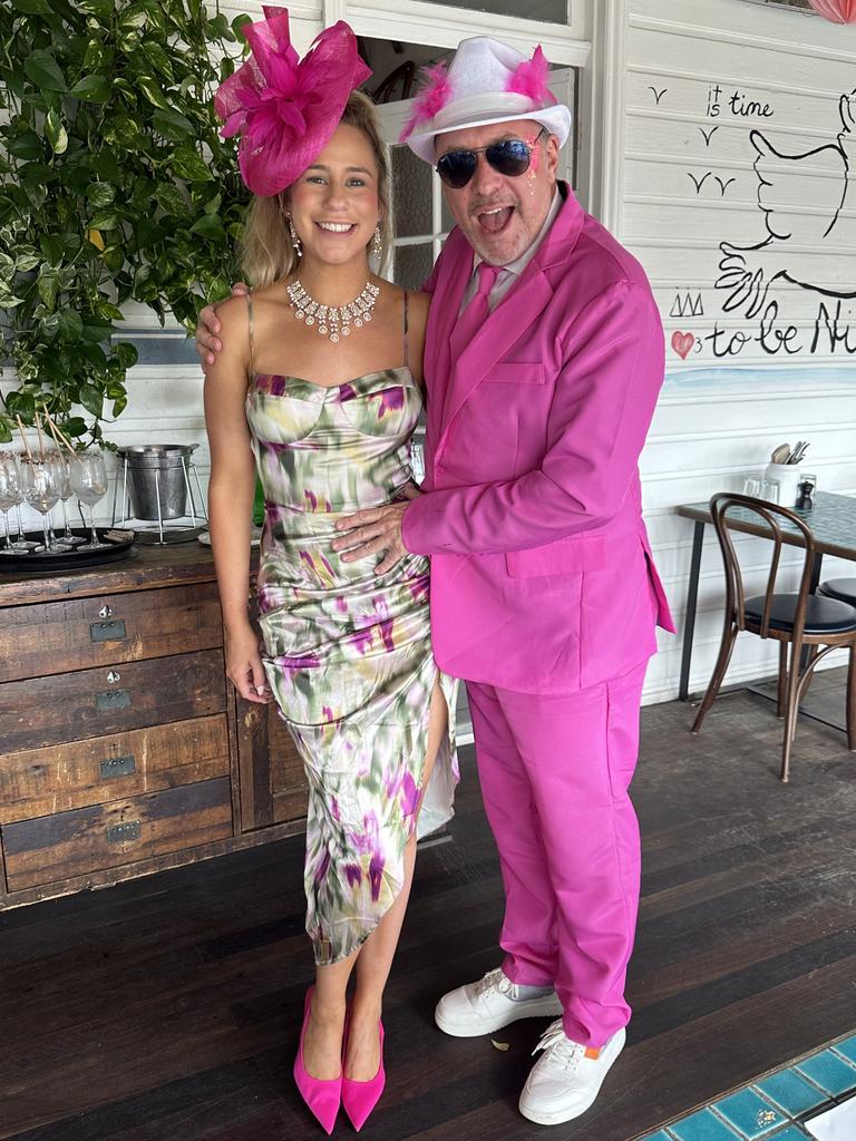 Jacqui Mcauliffe, 23 and Ben Forsyth, 41, at The Balcony Bar &amp; Oyster Co on Cup Day. Picture: Savannah Pocock