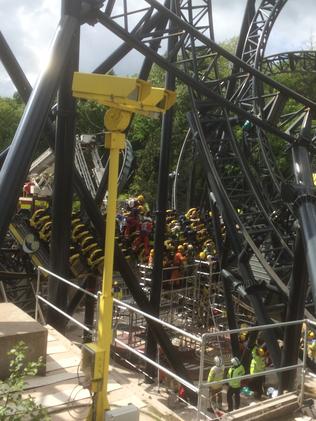 Four teenagers were seriously injured in a collision on a ride at Alton Towers Resort.