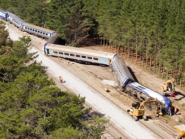 The Sydney to Melbourne train was travelling 100km/h over the speed limit before it derailed. Picture: Australian Rail Track Corporation