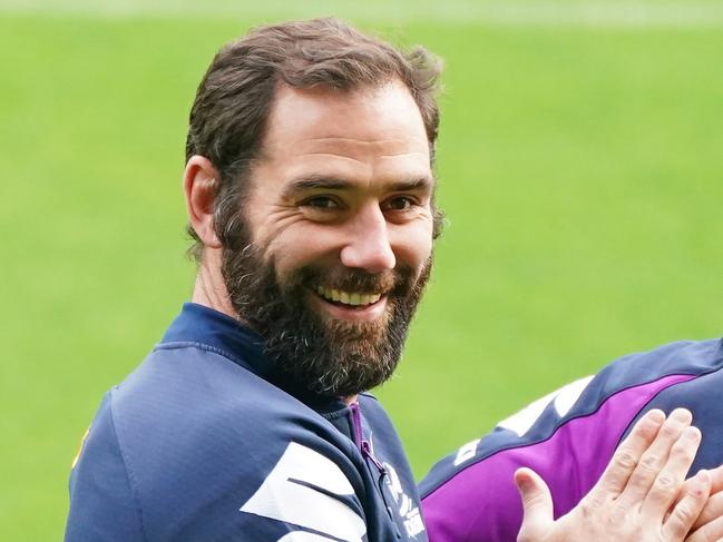 Cameron Smith looks on during a Melbourne Storm NRL training session at AAMI Park in Melbourne, Thursday, May 14, 2020. (AAP Image/Scott Barbour) NO ARCHIVING