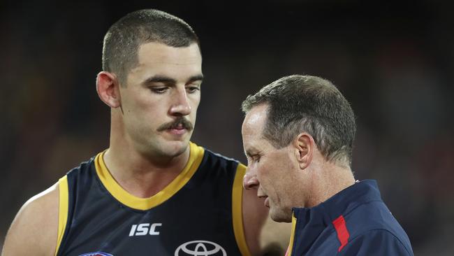 Taylor Walker and Don Pyke at three-quarter time in round 22. Picture: SARAH REED