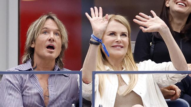 Keith Urban and Nicole Kidman look on during the Men's Singles Final match between Novak Djokovic of Serbia and Daniil Medvedev of Russia on Day 14 of the 2023 US Open. Picture: Sarah Stier/Getty Images.