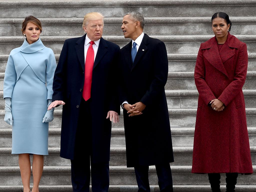 In her new memoir, the former first lady also lashed out at Donald Trump and said she tried to “block out” his election win. Picture: AFP