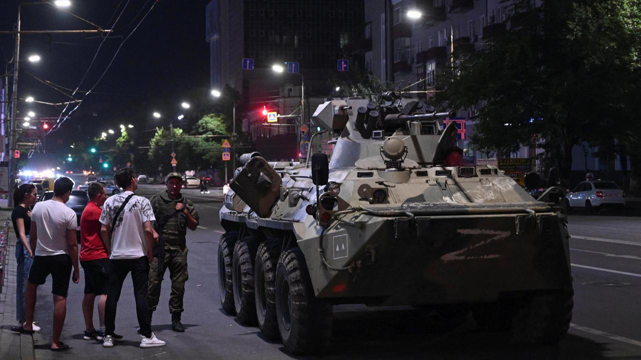 An armoured personnel carrier (APC) is seen on a street of the southern city of Rostov-on-Don, Russia on June 24, 2023. Picture: Reuters/Stringer