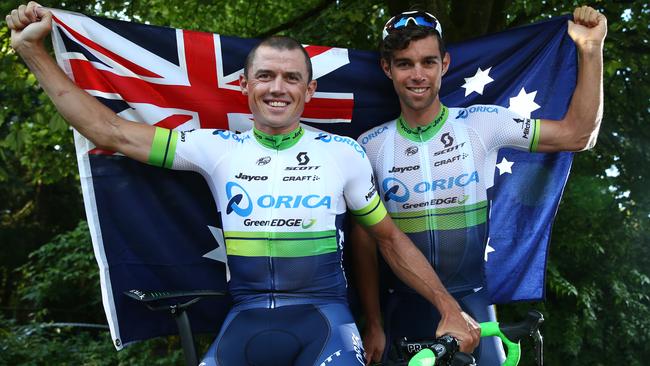 Tour de France - GreenEDGE - Australia's Simon Gerrans and Michael "Bling" Matthews get ready for the start of the Tour tomorrow in Utrecht. Photo Sarah Reed.