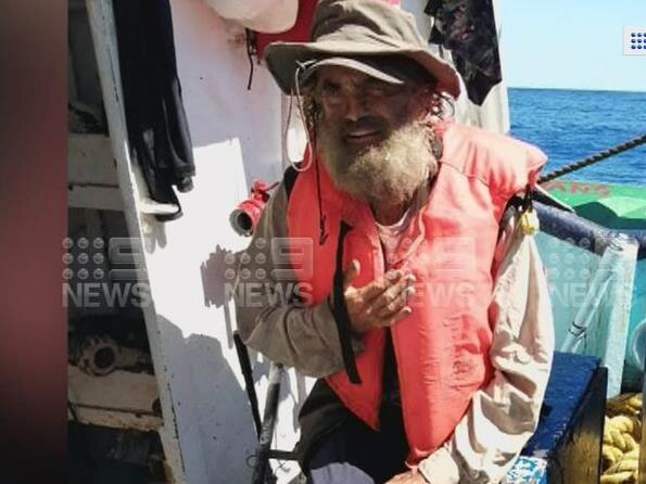 Tim Shaddock was rescued in the Pacific Ocean. Picture: Nine News