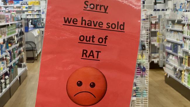 BRISBANE AUSTRALIA - NewsWire Photos JANUARY 14, 2022:RAT or  Rapid antigen tests have sold out in most places in Queensland due to the spread of Omicron throughout the state. NewsWire / Sarah Marshall