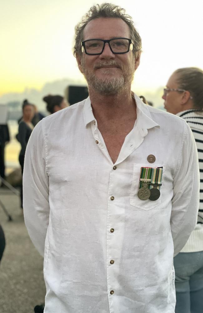 Scott Lampe at the Half Tide Dawn Service at Hay Point. Mackay Anzac Day 2025 Photo: Janessa Ekert