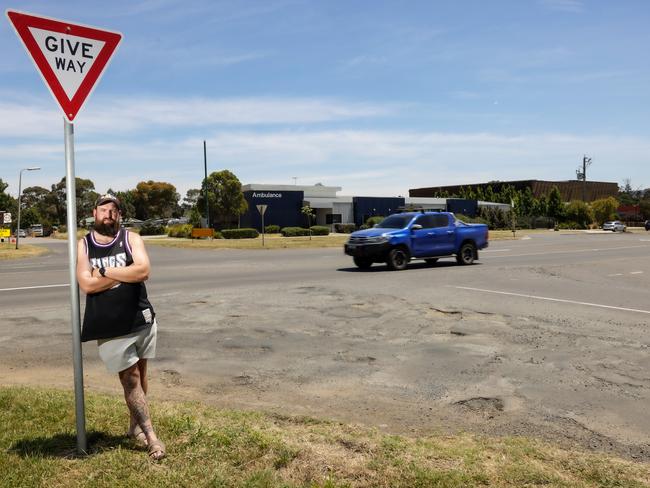 Ryan Cumberland has watched roads in his hometown of Wallan fall into disrepair under inadequate ‘quick fix’ patching. Picture: Ian Currie