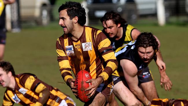 Jack Arceri in action for Woodend-Hesket. Picture: Hamish Blair