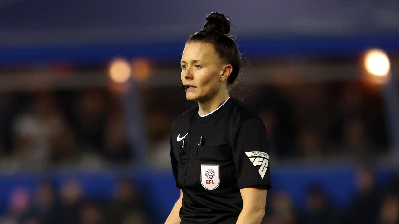 BIRMINGHAM, ENGLAND – NOVEMBER 25: Rebecca Welch, Referee in action during the Sky Bet Championship match between Birmingham City and Sheffield Wednesday at St Andrews on November 25, 2023 in Birmingham, England. (Photo by Morgan Harlow/Getty Images)
