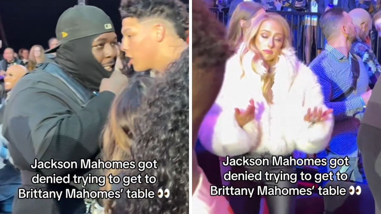 Brittany Mahomes appeared to shrug off her brother-in-law being denied entry to her booth at a Vegas club. Picture: TikTok