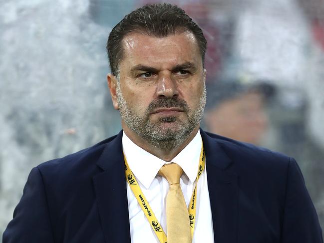 SYDNEY, AUSTRALIA - OCTOBER 10:  Australia Coach Ange Postecoglou looks on during the 2018 FIFA World Cup Asian Playoff match between the Australian Socceroos and Syria at ANZ Stadium on October 10, 2017 in Sydney, Australia.  (Photo by Ryan Pierse/Getty Images)