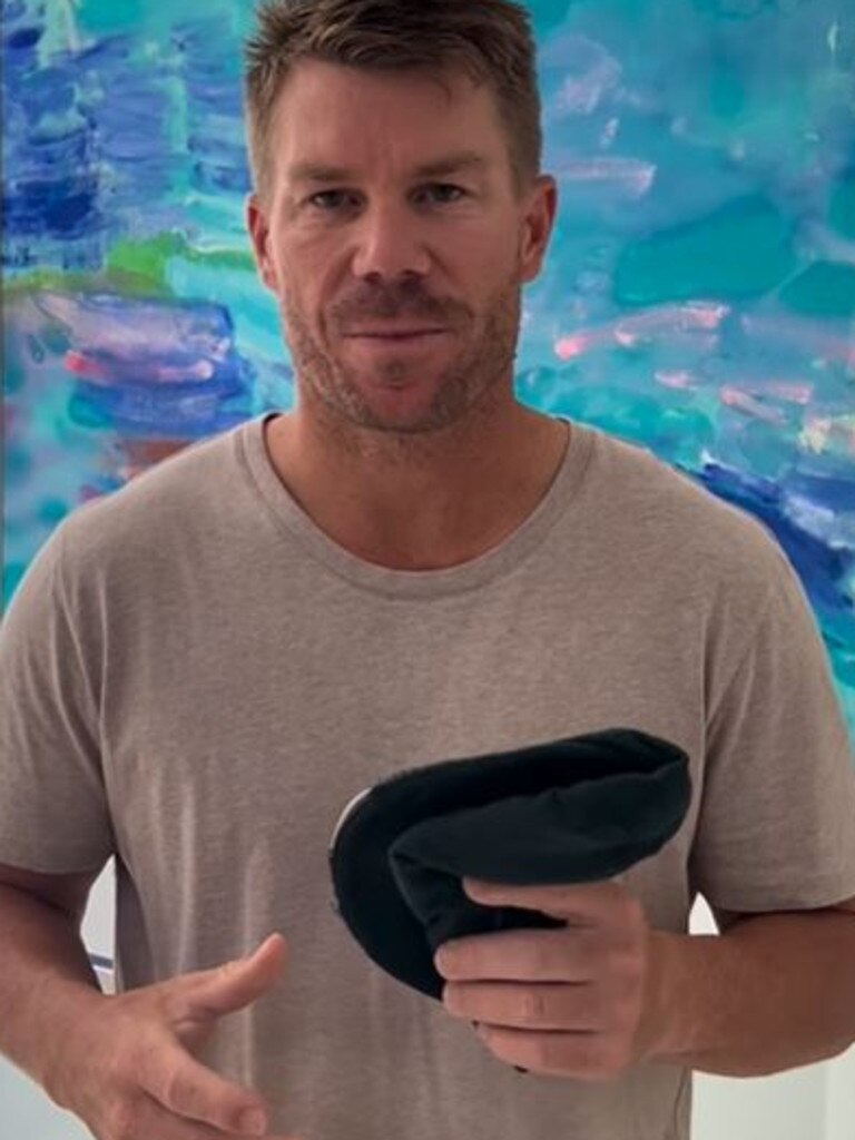 David Warner’s missing baggy greens have been found. Picture: Instagram