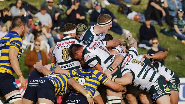 Action in the grand final rematch between Warringah and Sydney University. Pic: Karen Watson.