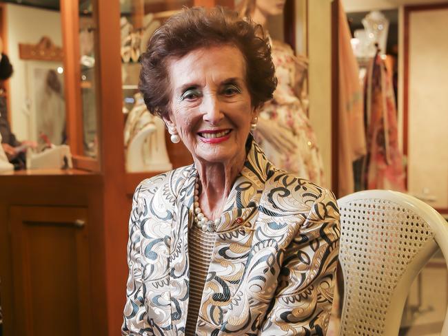 92 year old June Dally Watkins who is in Brisbane this week for the JDW graduation and a soiree in her honour at Keri Craig Emporium. Photographed at the emporium. Pic Mark Cranitch.