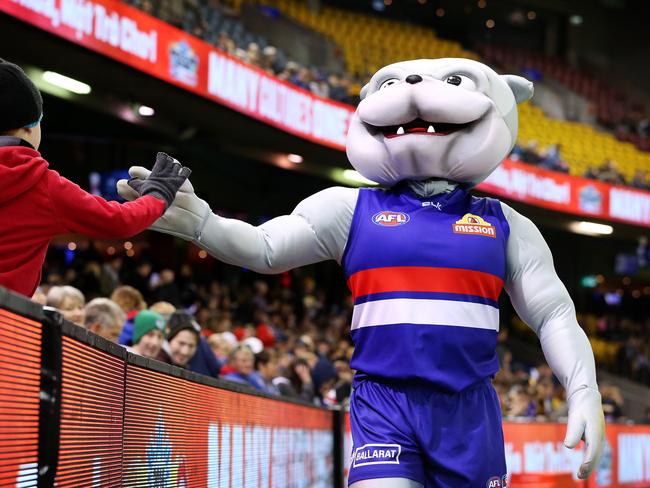 The spirit of AFL Football. Western Bulldogs mascot. Picture: Mark Stewart