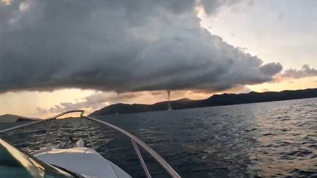 Eerie twin Waterspouts Near Australia's Whitsunday Islands