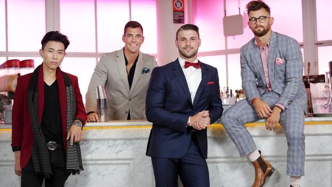 Coogee Pavilion has become one of the go-to venues in Sydney. Pictured are Kevin Kim, Cam Cranley, Luke Casey and Nathan McCallum at the Cosmopolitan Bachelor Of The Year Official Party earlier this year. Picture: Christian Gilles