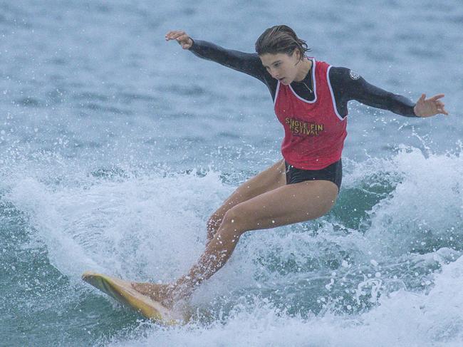 Early Saturday heats of The Burleigh Heads Boardriders Single Fin Festival. Picture: Glenn Campbell