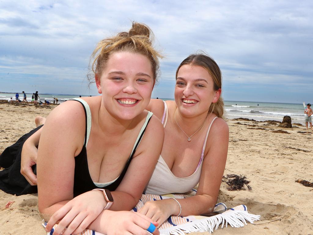 Beach Pics at Ocean Grove Mia Hyde and Jemma Trickey (Belmont) Picture: Glenn Ferguson