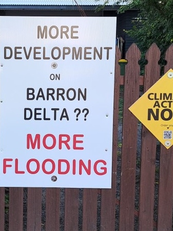 Anti Barron River development signs at Machans Beach. Picture: Supplied