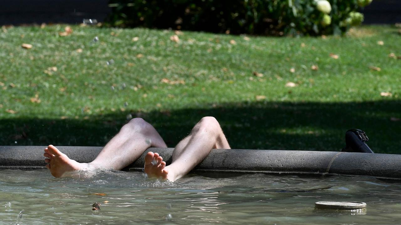 A man cools off in a fountain in Zagreb during a heatwave in Croatia. Picture: AFP