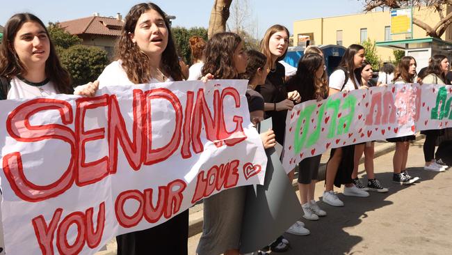 Mourners outside Ganeles’s funeral. Picture: AFP