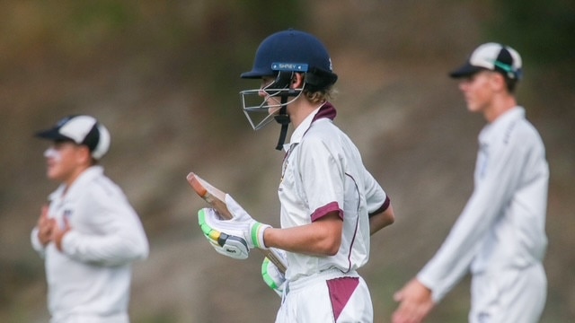 AIC First XI cricket action between St Peters and Iona.