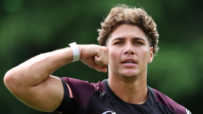 Reece Walsh at Brisbane Broncos training at Red Hill. Pics Adam Head