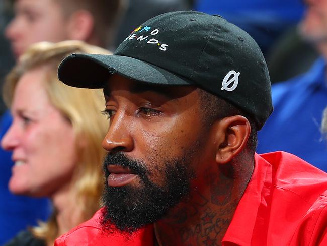 NEWARK, NJ - DECEMBER 29: Former NBA player JR Smith in the stands during the first half of the College Basketball game between the Seton Hall Pirates and the St. John's Red Storm on December 29, 2018 at the Prudential Center in Newark,NJ. (Photo by Rich Graessle/Icon Sportswire via Getty Images)