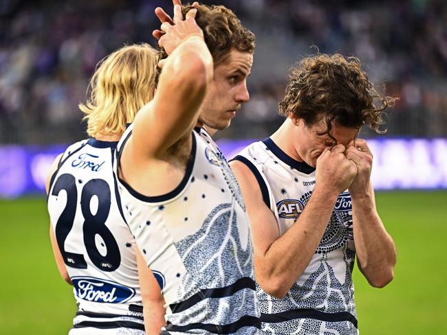 The Fremantle loss hurt the Cats. Picture: Daniel Carson/AFL Photos via Getty Images