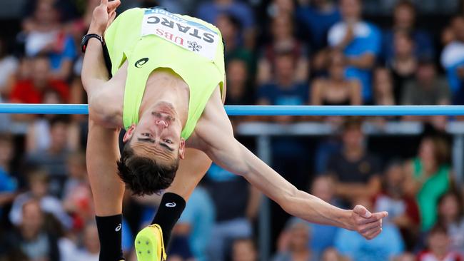 Australia's Brandon Starc competing in the high jump during the IAAF Diamond League in Zurich.