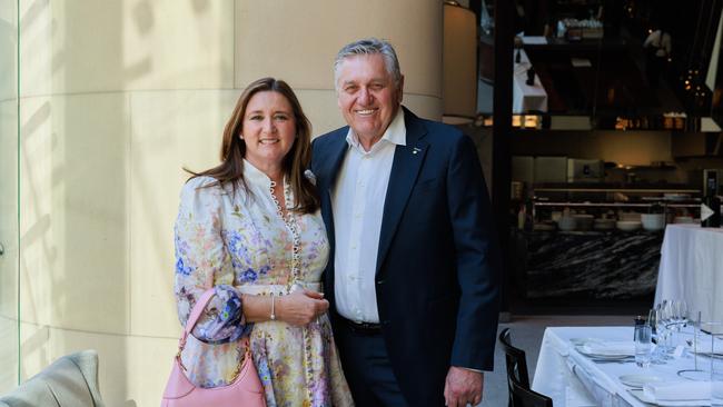 Sophie Baird and Hadley at Luke Mangan’s Glass Brasserie restaurant. Picture: Tim Pascoe
