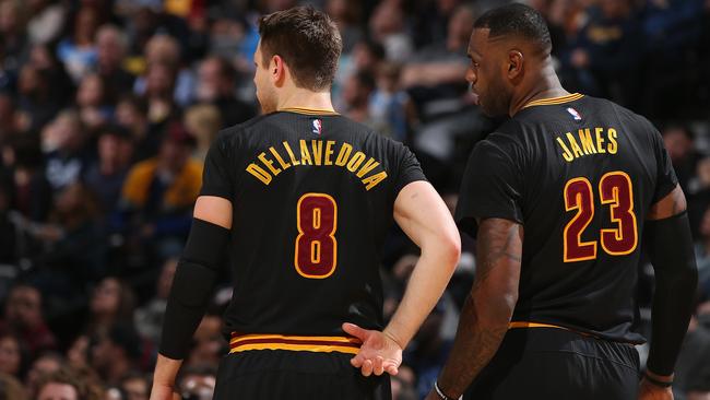 Matthew Dellavedova and LeBron James.