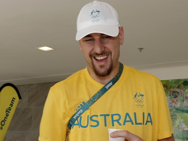 Rio Olympics Games 2016. Offical tour of the Athletes village. Andrew Bogut in the Australian Athletes Village. RIO DE JANEIRO, Brazil. Picture: Cameron Tandy