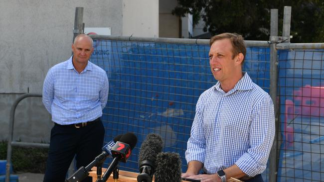 The Queensland Government has confirmed it will purchase Gladstone's Mater Hospital. Health Minister Steven Miles (right) made the announcement with local MP Glenn Butcher this morning.