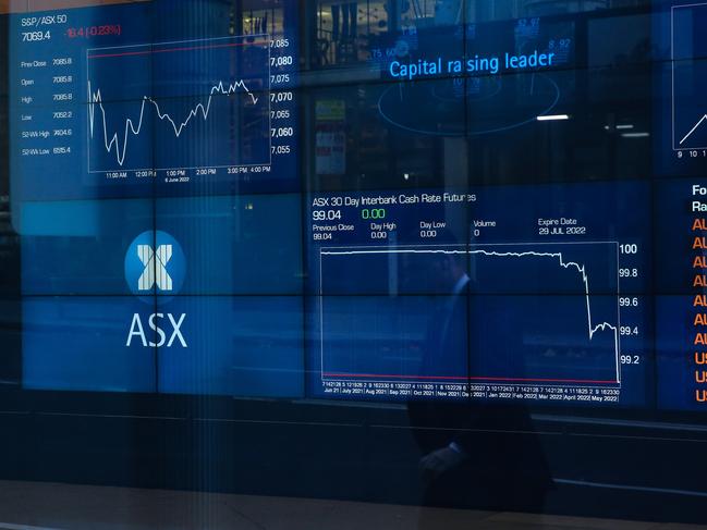 SYDNEY, AUSTRALIA - NEWSWIRE PHOTOS June 06 2022:  A general view of the digital boards at the ASX in Sydney. Picture NCA Newswire/ Gaye Gerard.