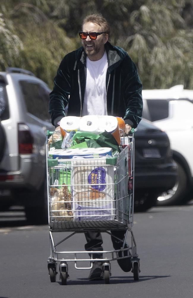 Nicolas Cage was spotted doing some grocery shopping in Busselton, Western Australia. Picture: Ghosty / BACKGRID
