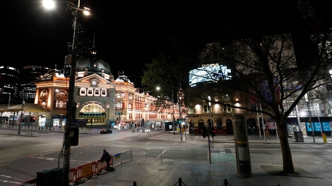 Melbourne's Flinders Street Station empty during the city's first COVID-19 lockdown in 2020. Picture: Getty Images