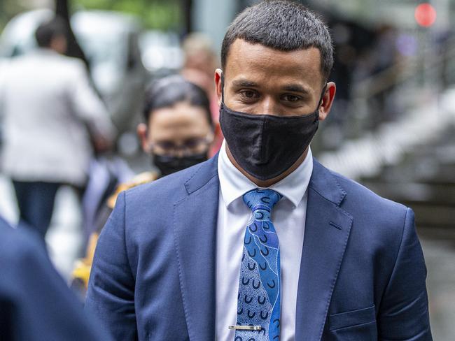 SYDNEY, AUSTRALIA - NewsWire Photos MARCH 02, 2022: Former NRL player Tristan Sailor who has been charged with allegedly sexually assaulting a woman in Sydney's south, arrives at the Downing Centre in Sydney.Picture: NCA NewsWire / Christian Gilles